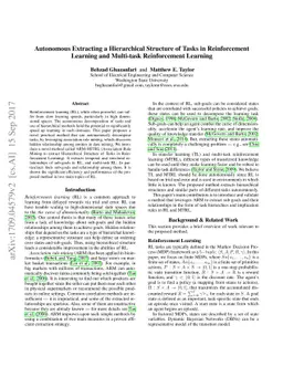 Autonomous Extracting a Hierarchical Structure of Tasks in Reinforcement
  Learning and Multi-task Reinforcement Learning