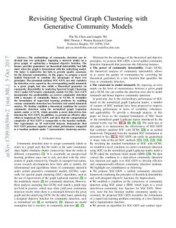 Revisiting Spectral Graph Clustering with Generative Community Models