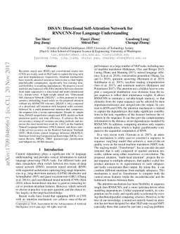 DiSAN: Directional Self-Attention Network for RNN/CNN-Free Language
  Understanding