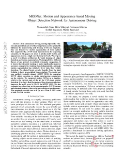 MODNet: Moving Object Detection Network with Motion and Appearance for
  Autonomous Driving