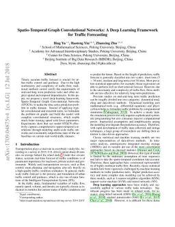 Spatio-Temporal Graph Convolutional Networks: A Deep Learning Framework
  for Traffic Forecasting
