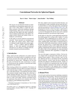 Convolutional Networks for Spherical Signals