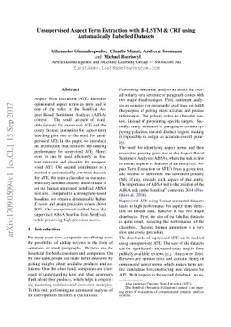 Unsupervised Aspect Term Extraction with B-LSTM & CRF using
  Automatically Labelled Datasets
