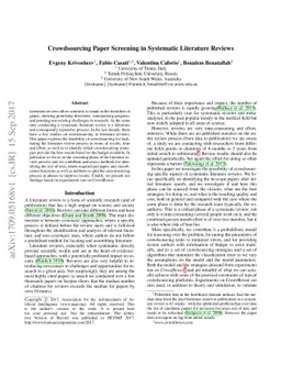 Crowdsourcing Paper Screening in Systematic Literature Reviews