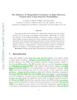 The Inuence of Misspecified Covariance on False Discovery Control when
  Using Posterior Probabilities