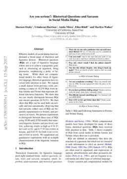 Are you serious?: Rhetorical Questions and Sarcasm in Social Media
  Dialog