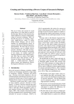 Creating and Characterizing a Diverse Corpus of Sarcasm in Dialogue