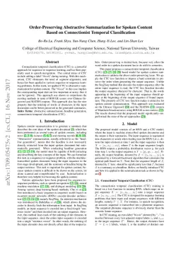 Order-Preserving Abstractive Summarization for Spoken Content Based on
  Connectionist Temporal Classification