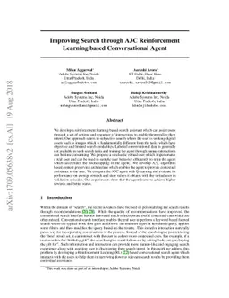 Improving Search through A3C Reinforcement Learning based Conversational
  Agent