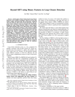 Beyond SIFT using Binary features for Loop Closure Detection
