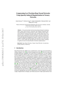 Compressing Low Precision Deep Neural Networks Using Sparsity-Induced
  Regularization in Ternary Networks