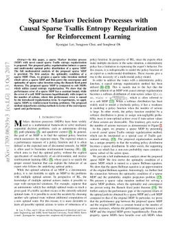 Sparse Markov Decision Processes with Causal Sparse Tsallis Entropy
  Regularization for Reinforcement Learning