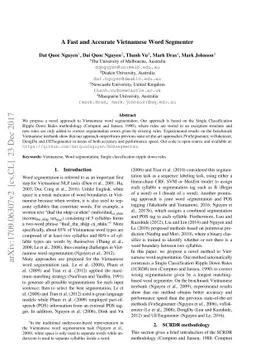 A Fast and Accurate Vietnamese Word Segmenter