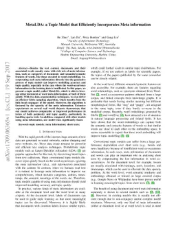 MetaLDA: a Topic Model that Efficiently Incorporates Meta information