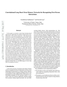 Convolutional Long Short-Term Memory Networks for Recognizing First
  Person Interactions