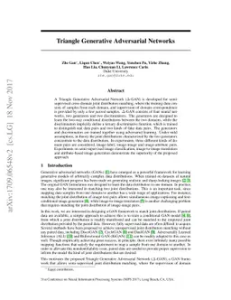 Triangle Generative Adversarial Networks