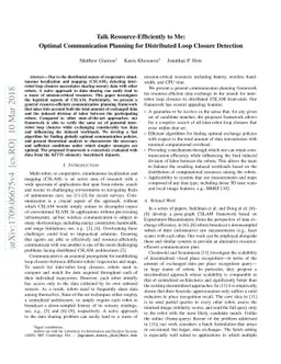 Talk Resource-Efficiently to Me: Optimal Communication Planning for
  Distributed Loop Closure Detection