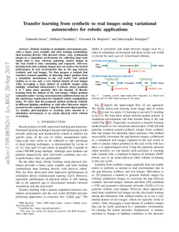 Transfer learning from synthetic to real images using variational
  autoencoders for robotic applications