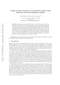A tight security reduction in the quantum random oracle model for
  code-based signature schemes