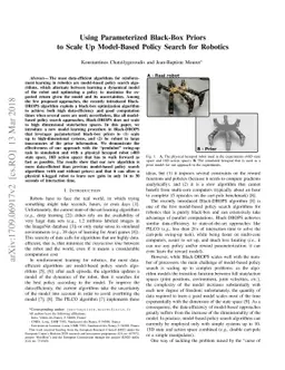 Using Parameterized Black-Box Priors to Scale Up Model-Based Policy
  Search for Robotics