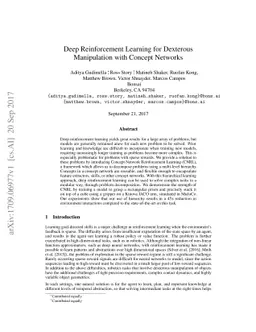 Deep Reinforcement Learning for Dexterous Manipulation with Concept
  Networks