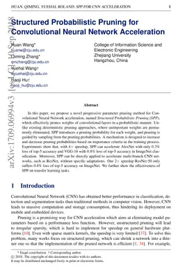 Structured Probabilistic Pruning for Convolutional Neural Network
  Acceleration