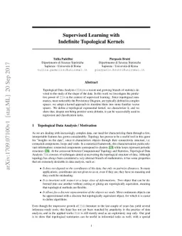 Supervised Learning with Indefinite Topological Kernels