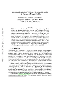 Automatic Detection of Malware-Generated Domains with Recurrent Neural
  Models