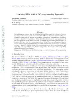 Learning RBM with a DC programming Approach