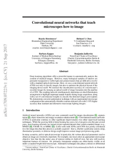 Convolutional neural networks that teach microscopes how to image