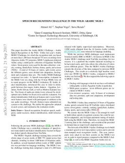 Speech Recognition Challenge in the Wild: Arabic MGB-3