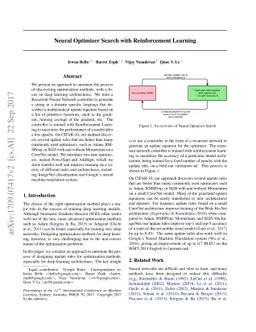 Neural Optimizer Search with Reinforcement Learning