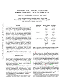 WERd: Using Social Text Spelling Variants for Evaluating Dialectal
  Speech Recognition