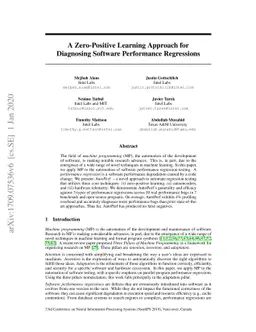 A Zero-Positive Learning Approach for Diagnosing Software Performance
  Regressions