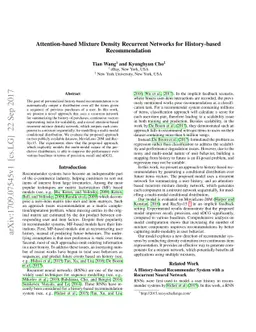 Attention-based Mixture Density Recurrent Networks for History-based
  Recommendation