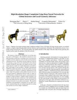 High-Resolution Shape Completion Using Deep Neural Networks for Global
  Structure and Local Geometry Inference