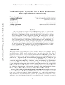 On overfitting and asymptotic bias in batch reinforcement learning with
  partial observability