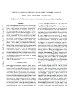 Attention-based Wav2Text with Feature Transfer Learning