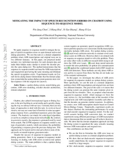 Mitigating the Impact of Speech Recognition Errors on Chatbot using
  Sequence-to-Sequence Model