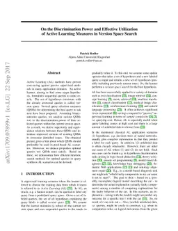 On the Discrimination Power and Effective Utilization of Active Learning
  Measures in Version Space Search