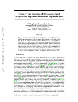 Unsupervised Learning of Disentangled and Interpretable Representations
  from Sequential Data