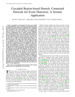 Cascaded Region-based Densely Connected Network for Event Detection: A
  Seismic Application