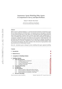 Autonomous Agents Modelling Other Agents: A Comprehensive Survey and
  Open Problems