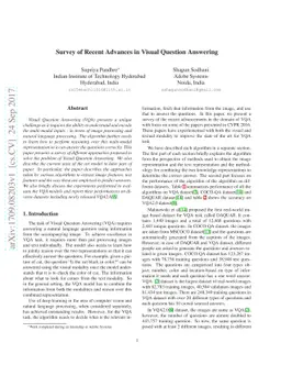 Survey of Recent Advances in Visual Question Answering