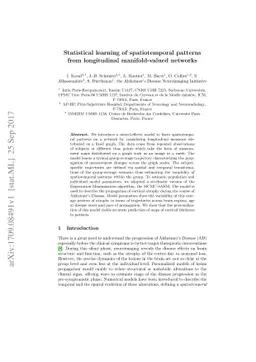 Statistical learning of spatiotemporal patterns from longitudinal
  manifold-valued networks