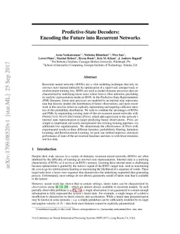 Predictive-State Decoders: Encoding the Future into Recurrent Networks