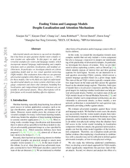 Fooling Vision and Language Models Despite Localization and Attention
  Mechanism