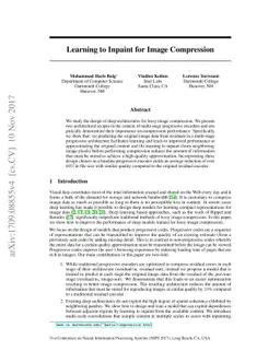 Learning to Inpaint for Image Compression