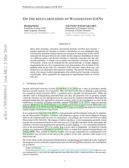 On the regularization of Wasserstein GANs