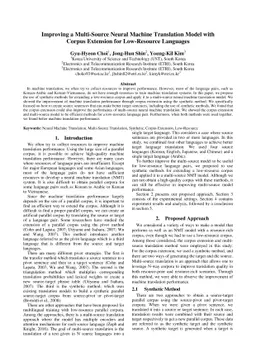 Improving a Multi-Source Neural Machine Translation Model with Corpus
  Extension for Low-Resource Languages